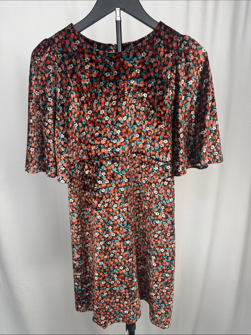 Zara Woman Floral Velvet Mini Dress Size S